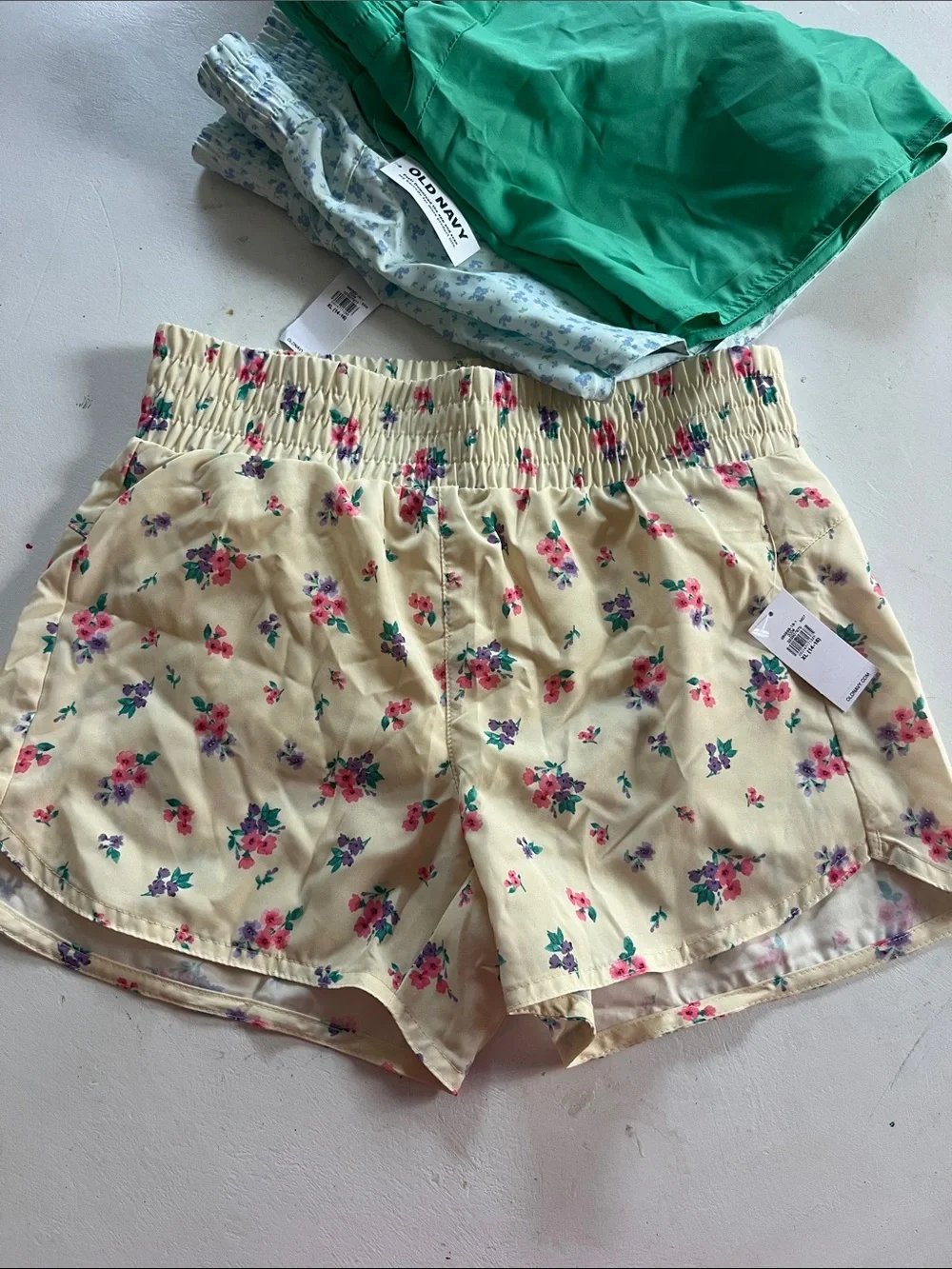Old Navy Girls Floral Yellow, Green & Light Blue Shorts Set